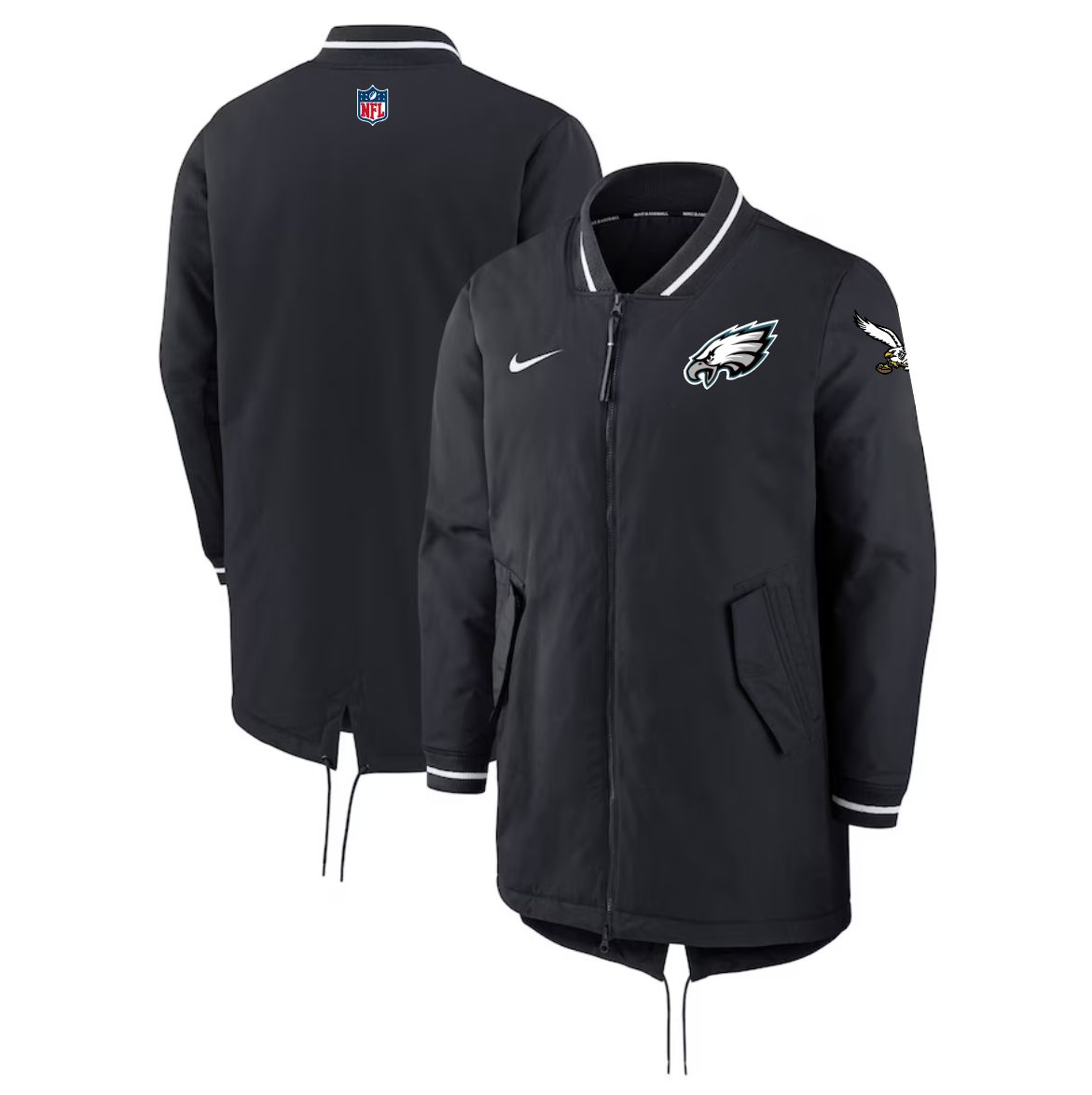 Men 2026 NFL Philadelphia Eagles black Extended Cotton Jacket style 01